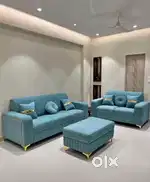 SUPRIME MODEL 3+2 SEATER SOFA BOX HANDLE GOLDEN LEGS