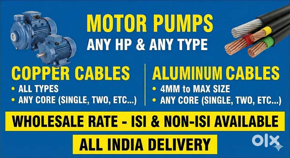 Motor pump & Any type of cable, Service wire, whole sale rate with ISI