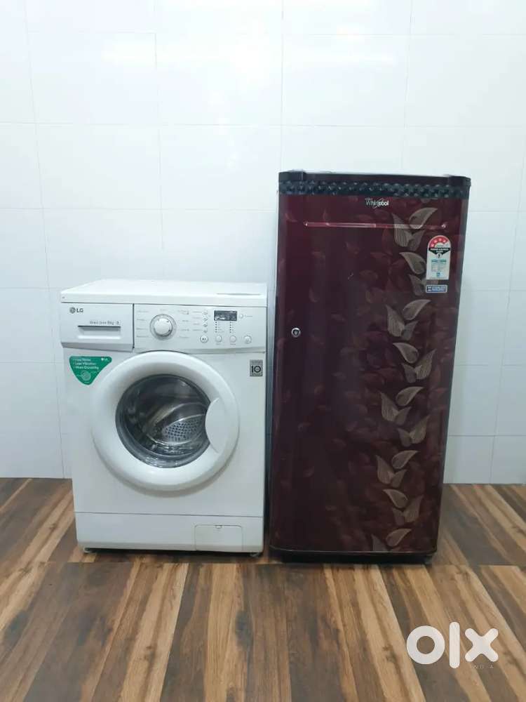 Whirlpool 192ltrs fridge & lg 5.5kg front load warranty free delivery