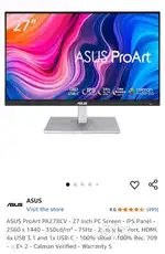 Brand new ASUS ProArt PA278CV - 27 Inch PC Screen - IPS Panel