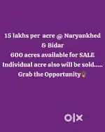 Acres 15 laks  per Acars @ Naryankhed  bidar Karnataka pas book