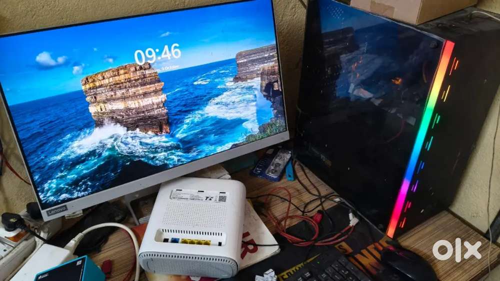 Desktop with monitor