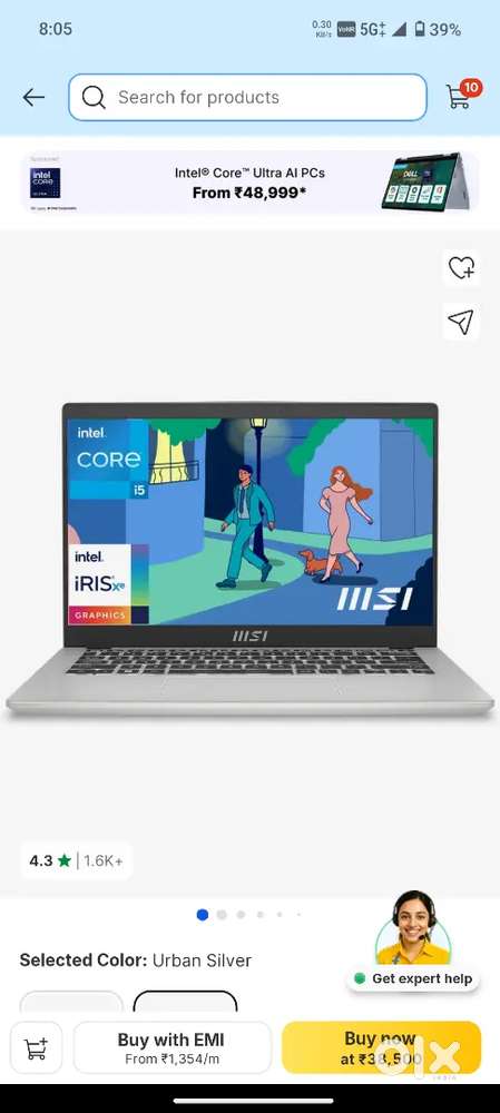 MSI modern 14 i5 12th gen 8gb ram 512gb SSD Iris Xe Graphics