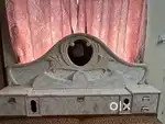 Original pine wood 6.5*6 double bed and Dressing table same pattern