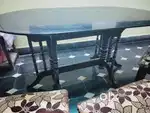 Combo- Solid wood Dining table set and Double cot bed