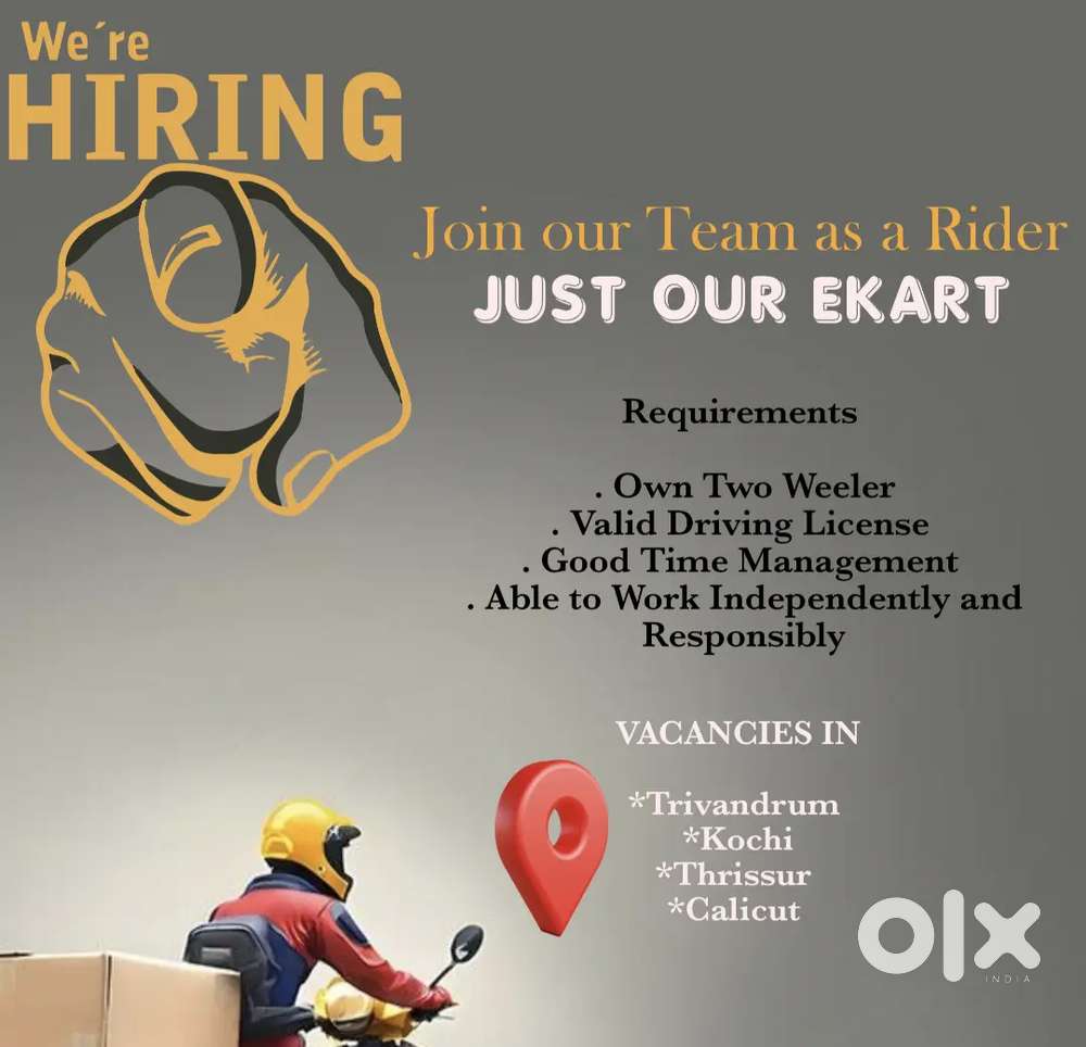 ഡെലിവറി സ്റ്റാഫുകളെ ആവശ്യമുണ്ട്