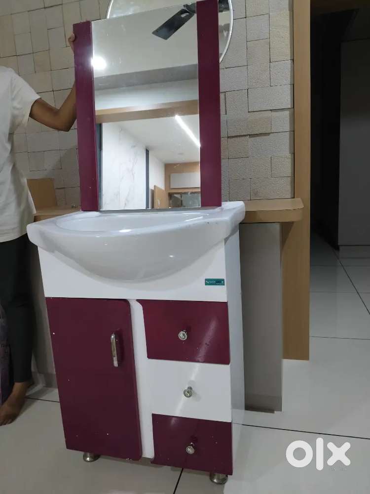 Wash basin set with cabinet table top furniture with mirror