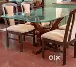 Glass Top Woodeb Dining Table