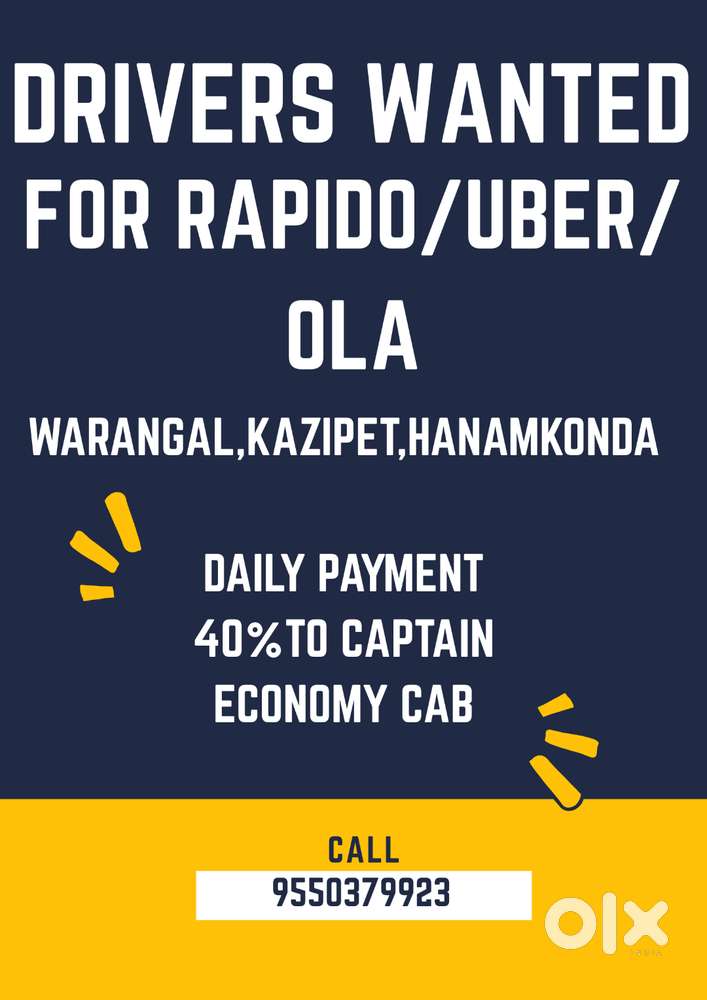 Drivers wanted for Rapido Warangal