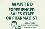 Wanted pharmacist or experienced sales person t