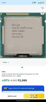 i3 3rd, 3.40Ghz Generation (i3-3240)