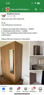 Move out sale (Queen bed & Wardrobes)