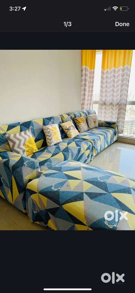 Leather Sofa with fancy cover 6 seater