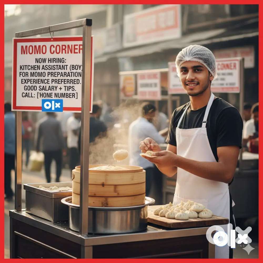 NEED A COOK BOY FOR MOMOS JOB 5 HOURS DUTY TIME URGENT