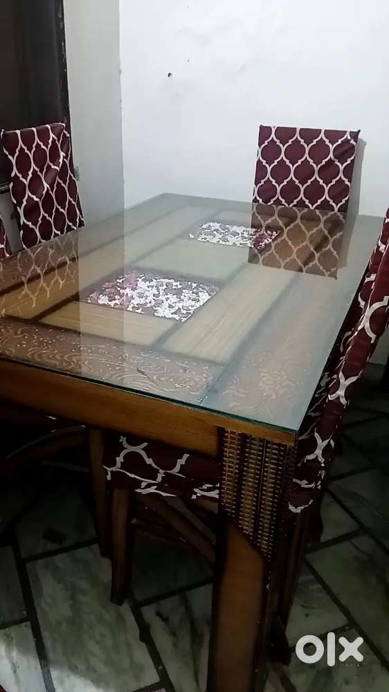 Wooden dining table with 6 chairs