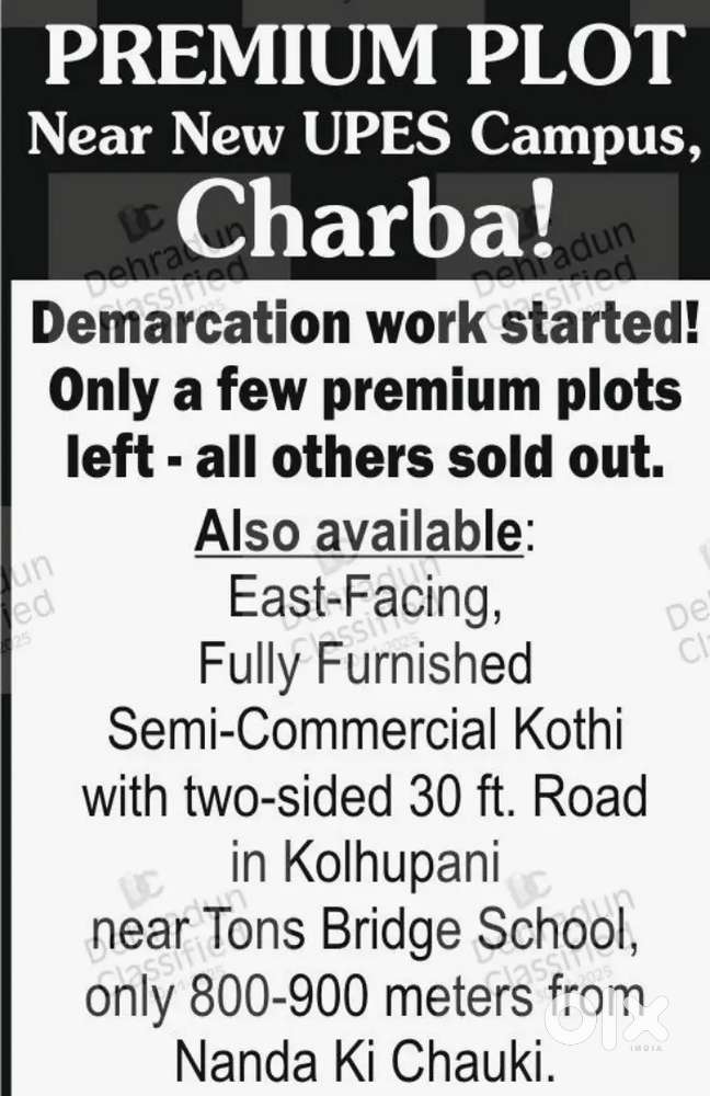 Premium Plots Near New UPES Campus, CHARBA!