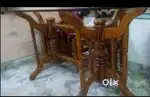 PURE Take wood Daining Table with Glass&4 cusion chairs
