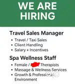 Job Title: FEMALE  Travel Sales Manager & Spa Wellness Staff Required