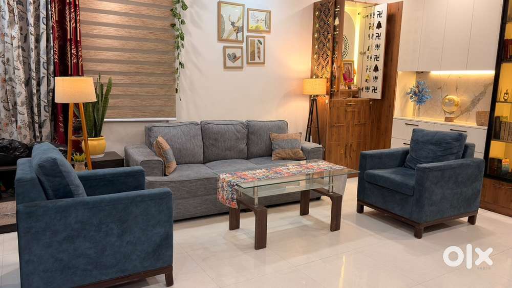 5 seater sofa with 2 cushions and center table