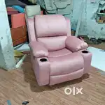 Pink holand fabric recliner chair available in starf furniture