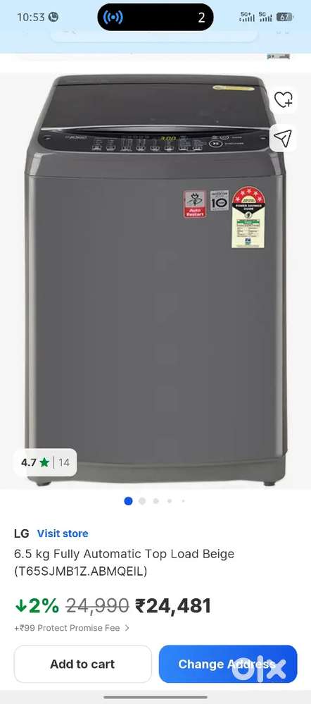 Lg top load 6.5kg fully automatic