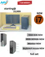 Branded CPU  Ram - 8GB  Hard disk - 500GB  SSD - 256GB