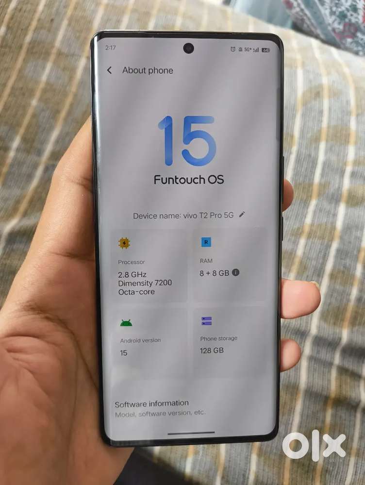Vivo T2Pro5G 8GB RAM 128GB , Excellent Condition  Exchange Possible