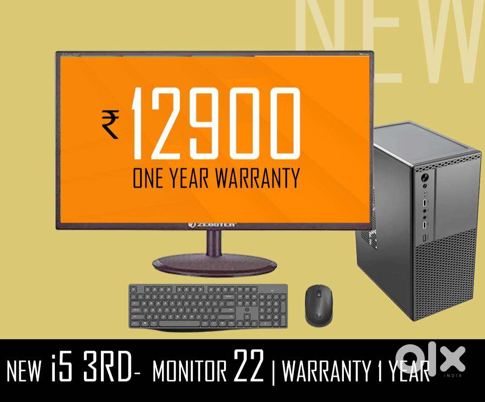 new computer - I5 RD GEN  22 INCH MONITOR  CPU - 1 YEAR WARRANTY
