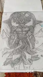 It is a drawing of goku with angelic look