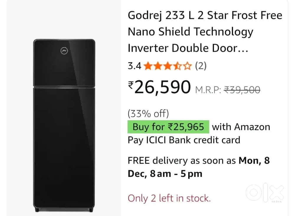 Godrej 233 L. 2 Start double door