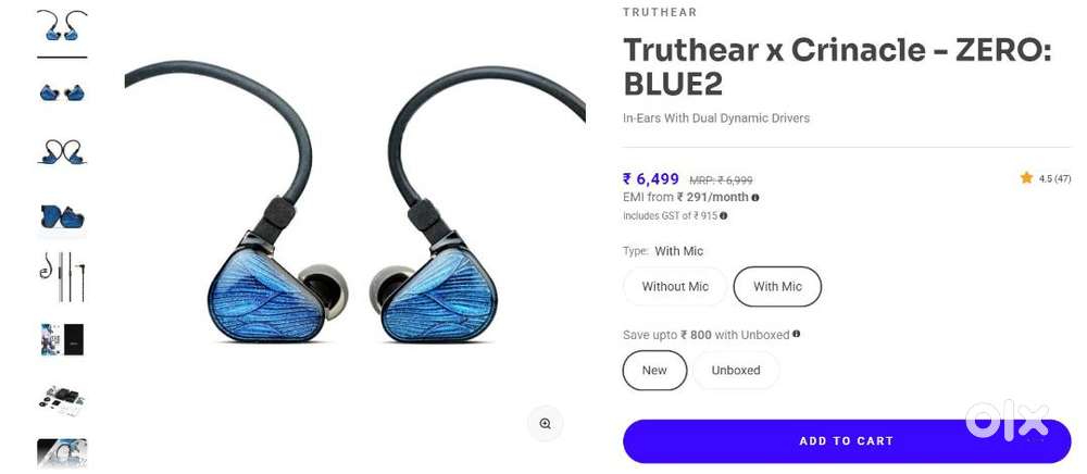 Seal Pack Brand New Truthear Zero Blue 2 IEM
