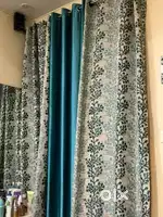 Gently used curtains 9ft blue floral ready to hang