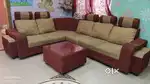 Stylish L-shaped 6-seater sofa with center table