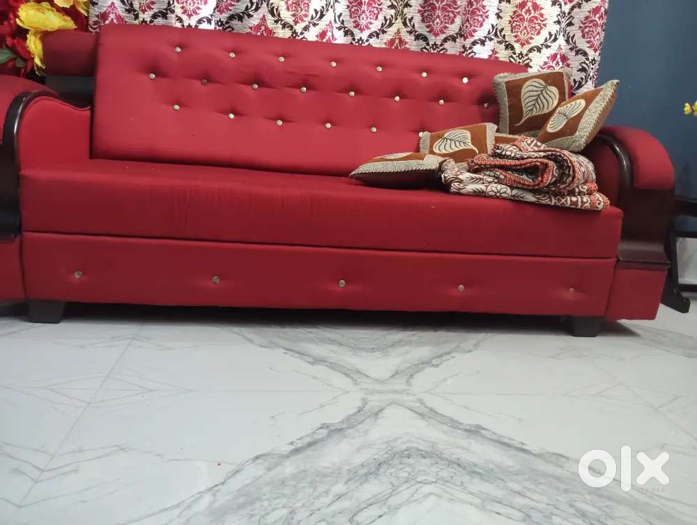 Deep red sofa of smart wood