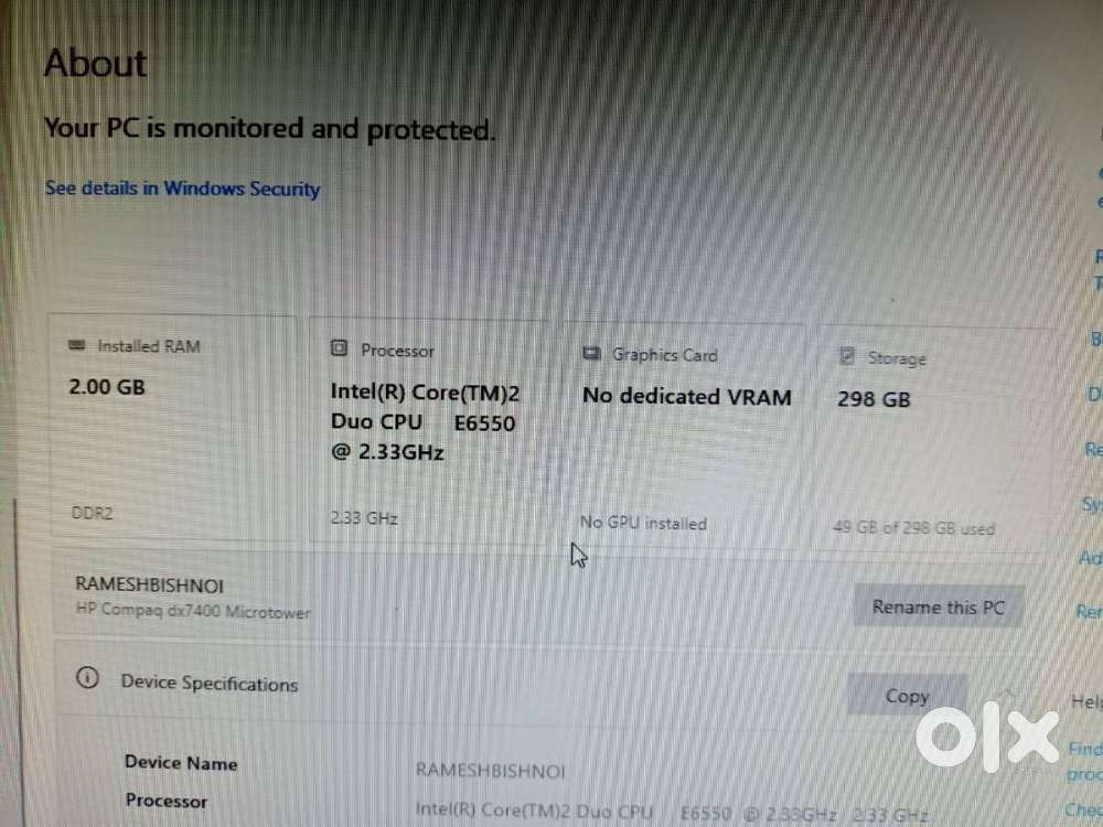 FOXIN MONITER 1366*768 OR CPU Device Name	RAMESHBISHNOI Processor	Inte
