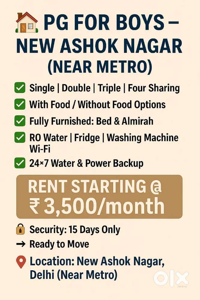 PG FOR BOYS RENT IN A BLOCK