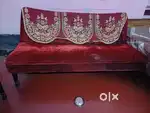 Velvet wooden sofa set .Good condition. No stain no breakage