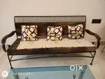 3 + 3 + 2 Rot iron sofa with center table glass