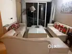 Complete sofa setup with arch lamp + center table