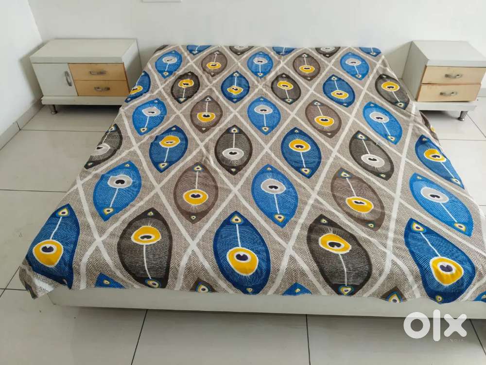 Double Bed made on plywood with side table, box storage & mattress