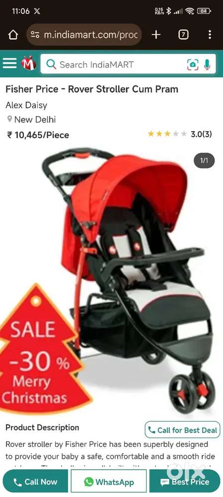 Premium black and red baby stroller