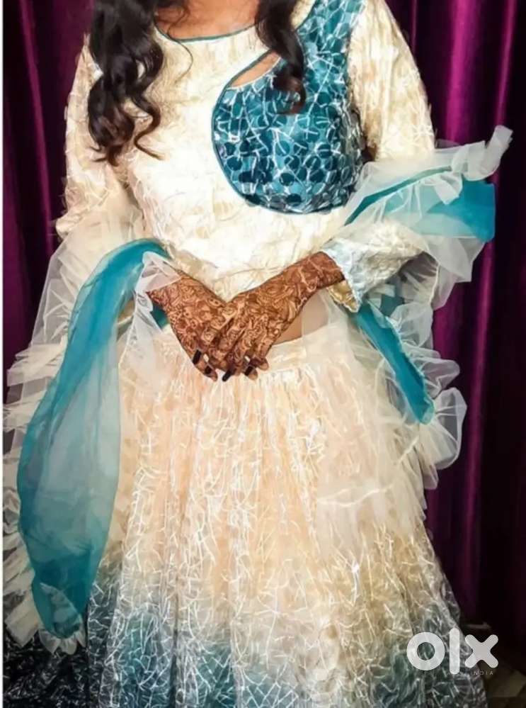 Designer Blue & White Lehenga with Net Dupatta