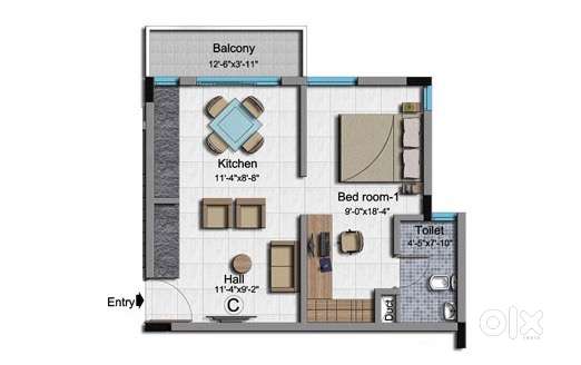 1BHK FULLY FURNISHED FLAT FOR LEASE- 10 laks