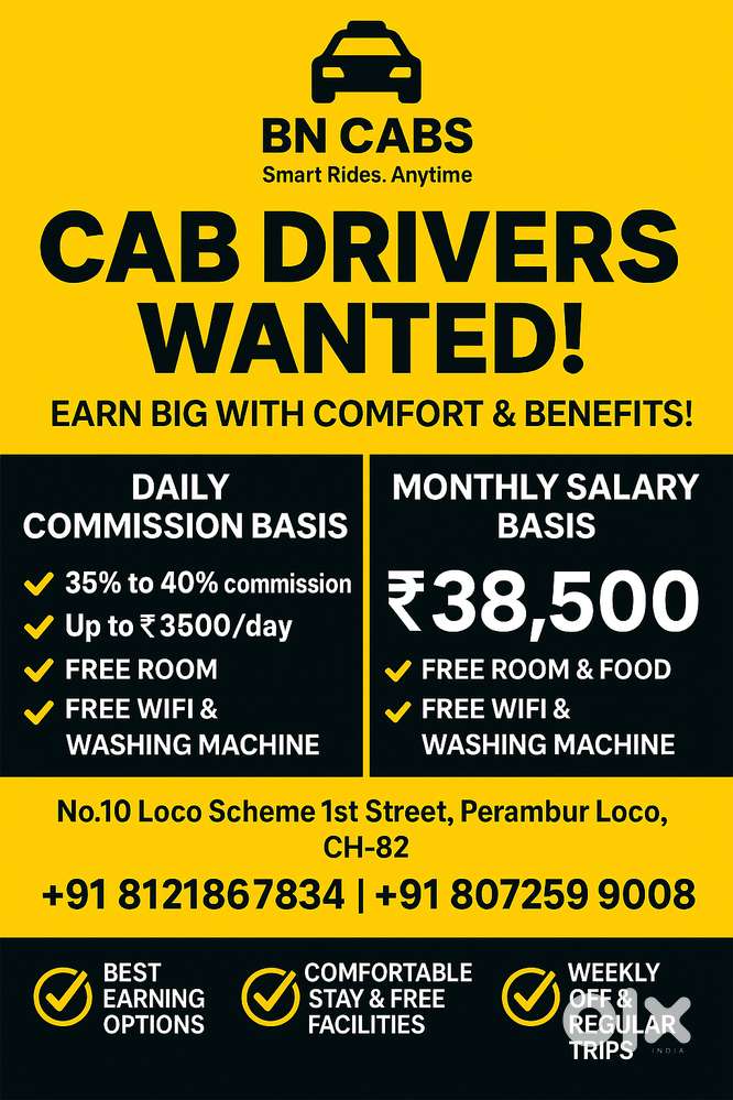 Wanted Cab Driver's Urgently!
