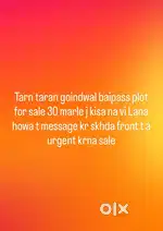 Plot for sale tarn taran goindwal baipass 30 marle