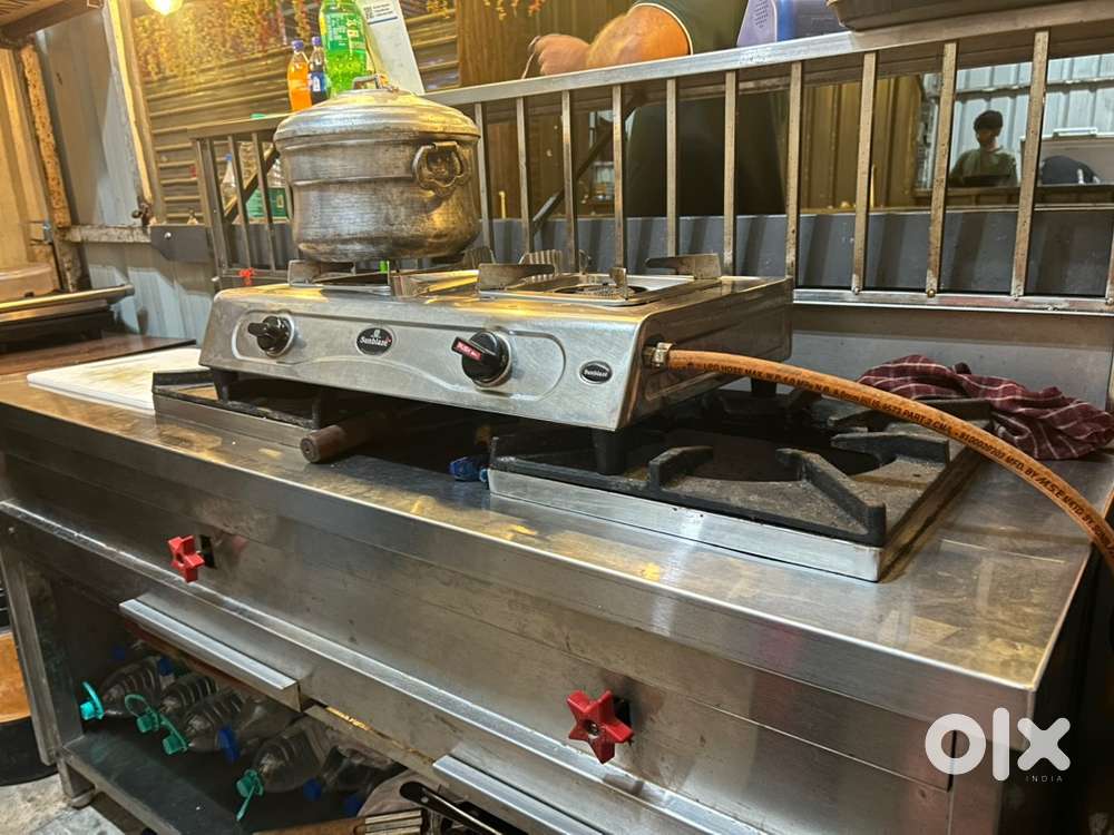 Steel counter with 2 burner