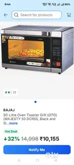 Bajaj otg 50 ltr oven only 4500rs