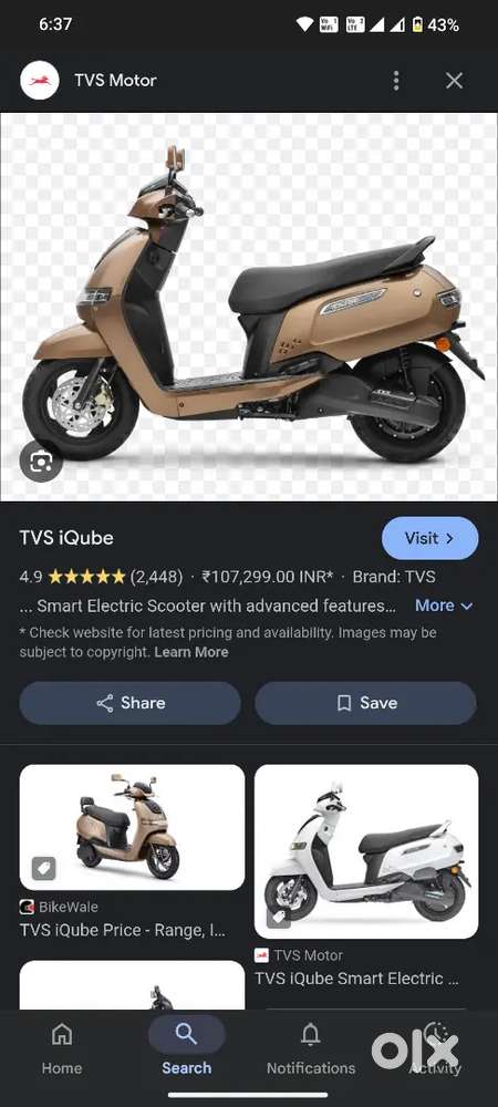 TVS qube electric scooter New condition