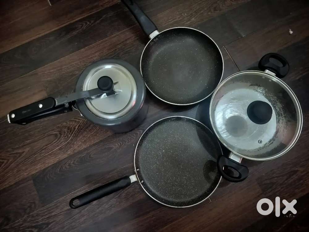 Prestige Cooker + 3 Non-Stick Pans Combo  Heavy Duty Kitchen Set