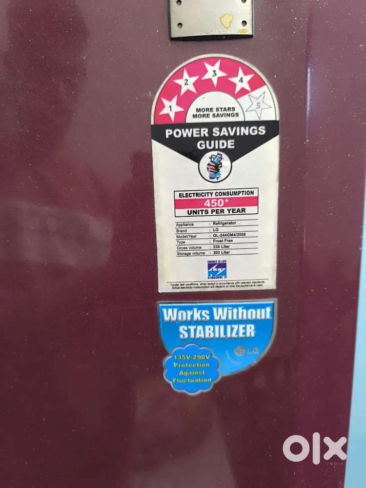 LG fridge 4 star. 230 Liter